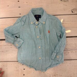 Ralph Lauren Kids Aqua Gingham Shirt